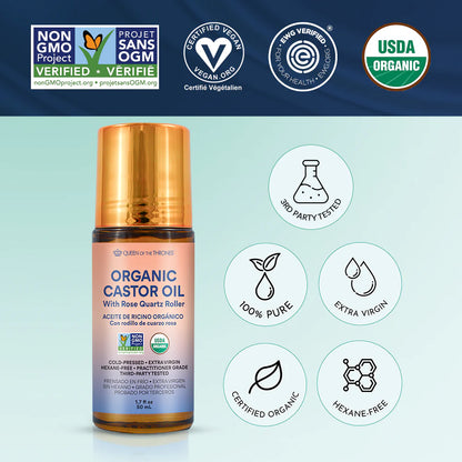 Organic Golden Castor Oil Roll-On with Rose Quartz