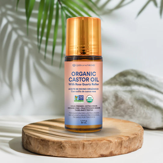 Organic Golden Castor Oil Roll-On with Rose Quartz.