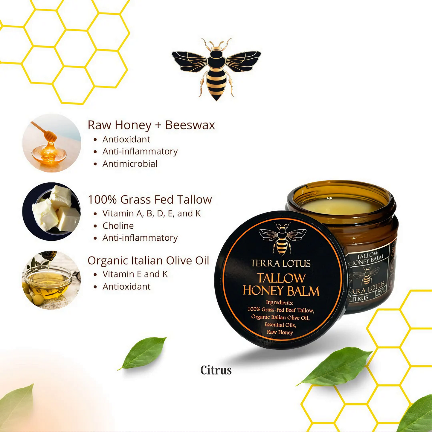 Bálsamo orgánico de sebo de res y miel de Manuka, 113 g, crema facial orgánica, humectante, loción corporal, cuidado de la piel y bálsamo labial.